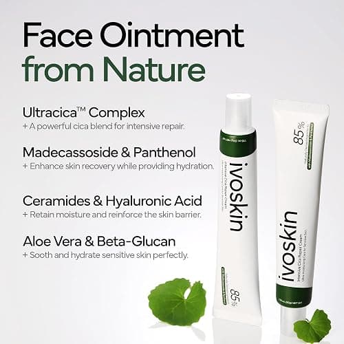 IVOSKIN Intensive Cica Repair Cream, Korean Dexpanthenol cream, Restore Skin Barrier, Prevent Acne Breakouts, Ultra-Soothing & Hydrating Care Cream for Sensitive Skin with Madecassoside (1.76oz / 50g) thumbnail 7