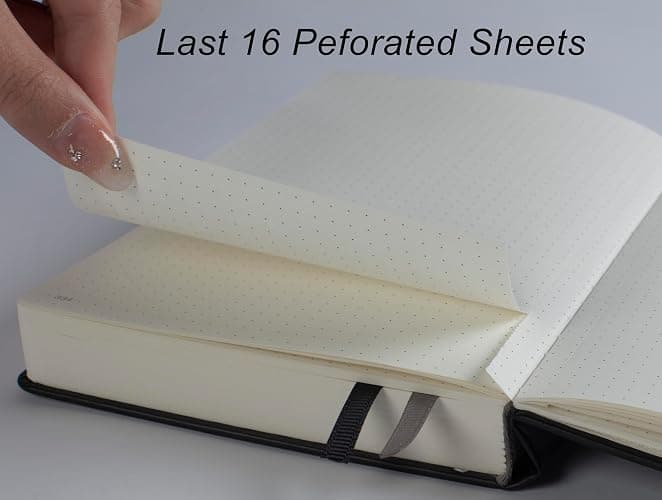 Thick Bullet Notebook with 366 Numbered Pages, A5 Dotted Journal for Writing with 100GSM Dot Grid Paper, Hardcover Leather Notebooks for Women Men School Note Taking Work Diary, 5.7"x8.3" Bungandy thumbnail 4