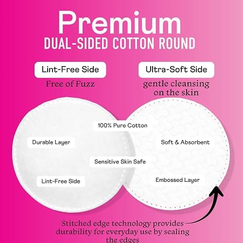 Swisspers Premium Cotton Rounds, Dual Sided Pads - 100 Pads (Pack of 3) - 100% Pure Chlorine-Free Cotton, Hypoallergenic & Dermotologist Tested - Cotton Pads for Makeup & Nail Polish Removal thumbnail 5