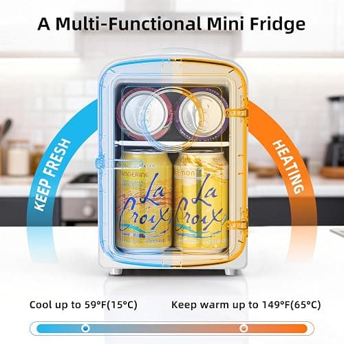 Antarctic Star Mini Fridge, 4L Capacity/6 Cans Portable Cooler and Warmer Compact Refrigerator, for Bedroom,Car,Office and Dorm, Small Cooler and Warmer for Cosmetics, Beverage and Food, White thumbnail 4