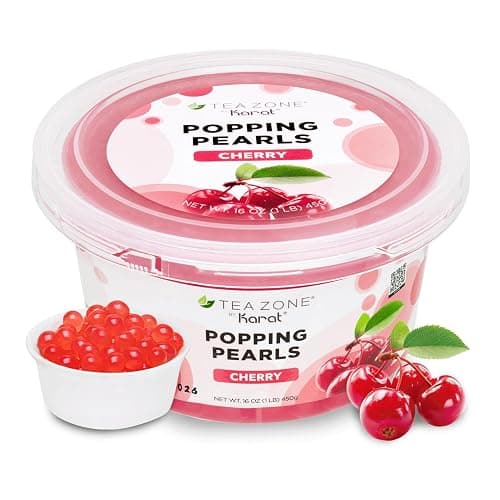 Tea Zone [1 Pound] Cherry Popping Pearls, Bursting Pearls for Teas, Shakes, Smoothies, Dessert Toppings - 1 Pound (Pack of 1) - Cherry - Image 1