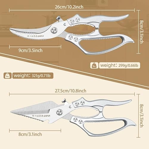 Freelander Kitchen Scissors Set - All Purpose Heavy Duty Poultry Shears | Japanese Kitchen Shears for Food, Chicken, Meat, Fish, Vegetables, Ergonomic Non-Slip Handle, Gifts for Women Men thumbnail 3