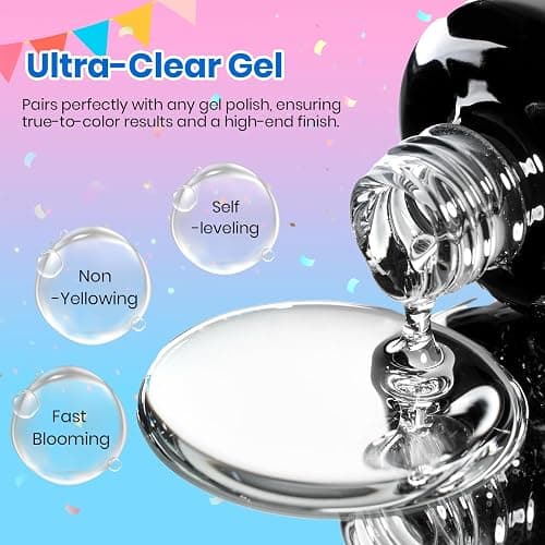Beetles Blooming Gel, 15ml Clear UV LED Nail Art Gel Polish for Aura Nails, Marble, Natural Stone, Watercolor and Floral Print Spreading Effects, Soak Off DIY Manicure Design thumbnail 6