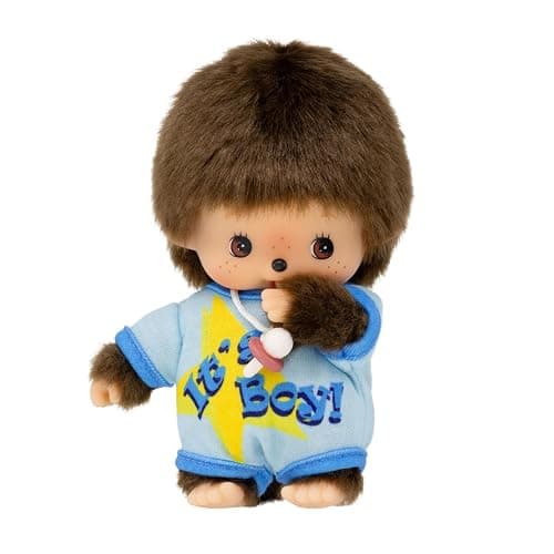 Sekiguchi 203840 Original Bebichhichi Boy, Plush Toy with Light Blue Romper, Approx. 14 cm Large Cuddly Toy Made of Brown Plush thumbnail 3