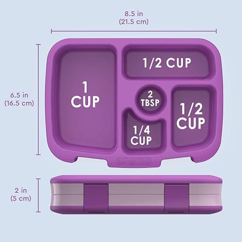 Bentgo Kids Bento-Style 5-Compartment Leak-Proof Lunch Box - Ideal Portion Sizes for Ages 3 to 7 - Durable, Drop-Proof, Dishwasher Safe, PFAS & BPA-Free & Made with Food-Safe Materials (Purple) thumbnail 2