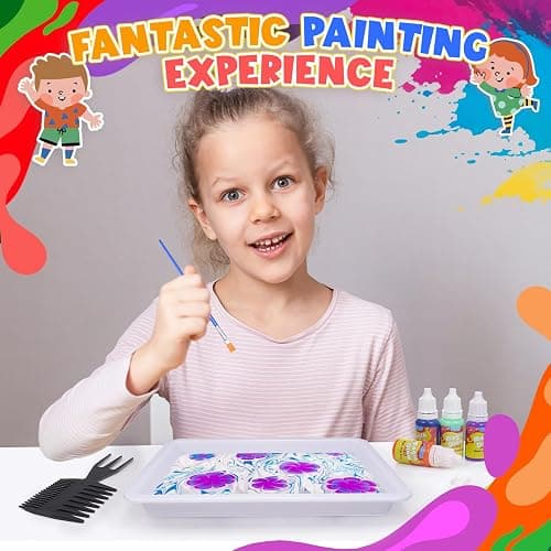 Hapikids Glow Water Marbling Paint for Kids, Arts and Crafts for Kids Age 6-12 Toys for 7-12 Year Old Girls Gift for 9 10 11 Year Olds Girls Boys Crafts for Kid Age 7-12 Birthday Gift Ideas thumbnail 2