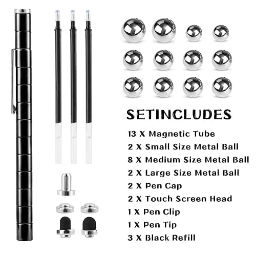 LARAH Black Fidget Pen Toy, Sensory Tool EDC Fidgeting Game for Adults, Cool Gadget Best for Stress and Anxiety Relief and Kill Time,Novelty Gifts for Teen and Adults thumbnail 3