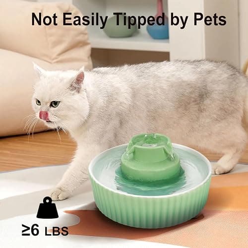 Lawfery Ceramic Cat Water Fountain, 2.1L/71oz Cat Fountain with 3 Carbon Filters and 2 Water Pumps, Cupcake Pet Water Fountain for Cats and Dogs (Green) thumbnail 7