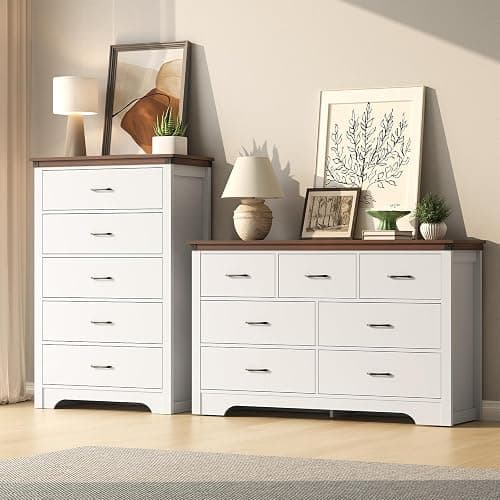 Airynee Farmhouse 7 Drawer Dresser for Bedroom, 51" Wide Chest of Drawers, Wooden Dresser TV Stand, Storage Dressers Organizer for Bedroom, Living Room, Hallway thumbnail 5