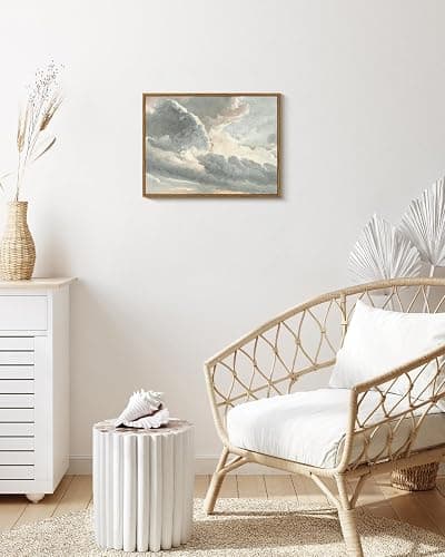 InSimSea Framed Canvas Wall Art Vintage Decor, Room Decor Classical Oil Painting Canvas Prints Study of Clouds with a Sunset near Rome Vintage Landscape Wall Art Home Decor, 12"x16" thumbnail 2