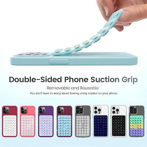 Silicone Double-Sided Suction Phone Case Detachable Mount, Fidget Sticky Grip Phone Accessories, Teen Girl Gifts Trendy Stuff, Hands-Free Stand for ASMR/TikTok/Gym Creator(Small, BabyPink+White) thumbnail 5