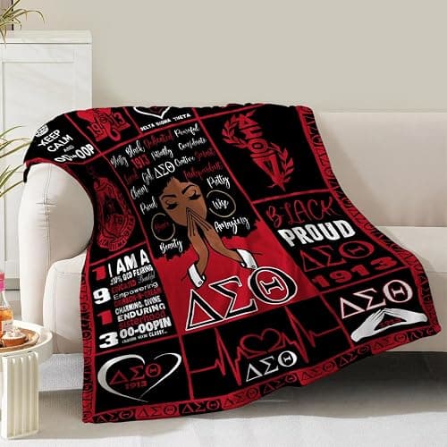Sorority Blanket Gifts for Women Girls Sisters Birthday Christmas Valentine Positive Presents Theme Decor Home Bedroom Living Room Sofa Couch Soft Cozy Fleece Kids Adults Throw 60"x50" - Image 1