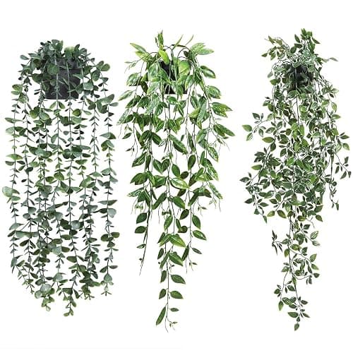 TOTOGA Artificial Hanging Plants 3 Pack Fake Potted Plants for Wall Home Room Office Indoor Decor - 3 - Image 1
