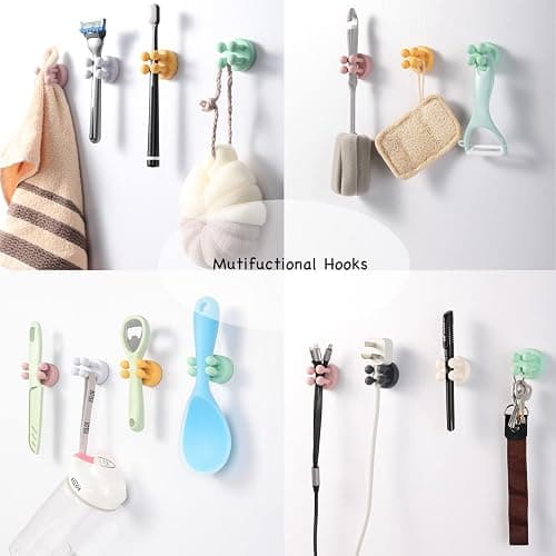 iBetterLife 5Pcs Self-adhesive Hooks Holders - Mounted to Wall Mirror for Clipping & Hanging Toothbrush Razor Towel Key Plug Cable, Utility Holder for Kitchen Bathroom Home Office Dorm Room Essentials thumbnail 4