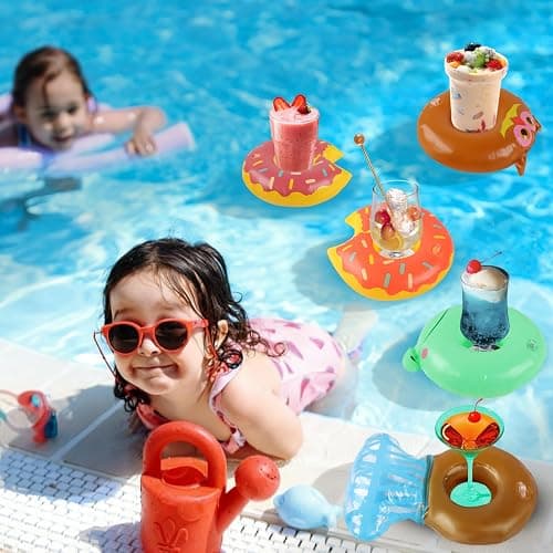 Inflatable Drink Holder, 35 Pack Drink Floaties for Pool, Pool Drink Floats for Hawaii Themed Pool Parties Cute Flamingo Inflatable Cup Holders Coasters thumbnail 6