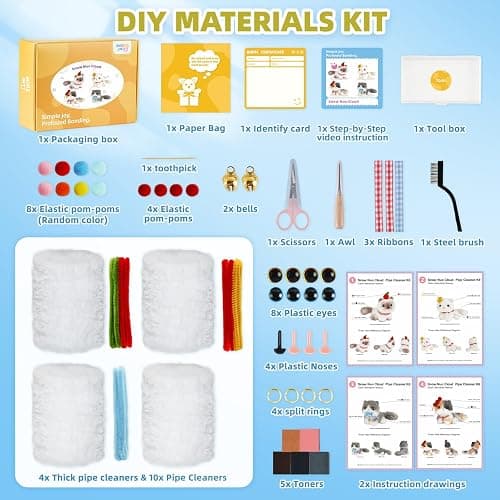 Pipe Cleaners Craft kit, A Pipe Cleaner kit Suitable for Beginners. It Includes a Kits for Making The Shapes of 4 Animal and Comes with Simple and Easy-to-Understand Video tutorials(4pack cat) thumbnail 4