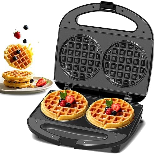 YASHE Double Mini Waffle Maker, Non-Stick Waffle Machine,Cast iron waffle maker, Automatic Temperature Control, Cool Touch Handle - Image 1