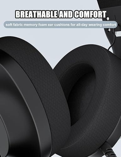 WIRWTRU S30 Gaming Headset with Microphone,198g Lightweight Design, Wired Gaming Headphones for Xbox, Xbox Series X|S, PS5, PS4, Switch, PC, Noise Cancelling Mic, Soft Earmuffs (Black) thumbnail 5