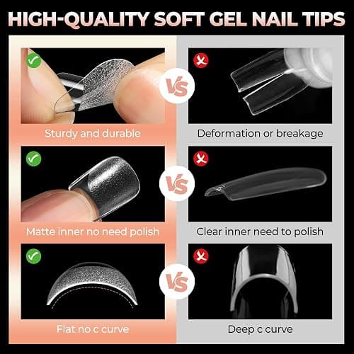 UNA GELLA Nail Tips Square: Pre-etched Matte Extra Short Square Soft Gel Nail Tips Full Cover 120pcs False Fake Nails Tips for Acrylic Nails Clear Gelly Tips Home DIY Salon 12 Sizes for Women thumbnail 6