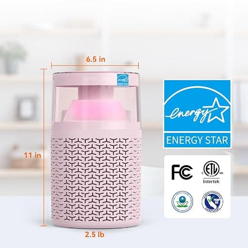 AIRROMI Pet Air Purifier for Home & Bedroom, HEPA Activated Carbon Filter, Removes Pet Dander & Odor, Allergies, Smoke, Hair, Night Light, Fragrance Sponge, Up to 658 ft², A2002 Pink thumbnail 9