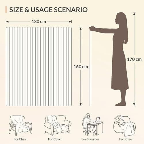 HOMLYNS Heated Blanket Throw, 160 x 130 cm, 9 Heat Levels, White | 2-10 hour timer, UKCA and CE certified, memory control, 2.2 m power cord thumbnail 2