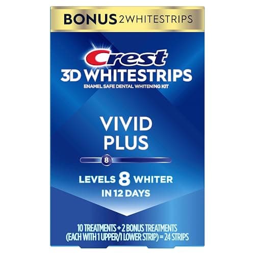 Crest 3D Whitestrips Vivid Plus, Teeth Whitening Strip Kit, 10 Treatments + 2 Bonus Treatments (Each with 1 Upper/1 Lower Strip), 24 Strips, 8 Levels Whiter, Teeth Whitening Kit thumbnail 7