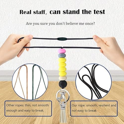POPLOPP Cute Lanyards for Id Badges and Keys for Women Teacher，Durable Silicone Beaded Breakaway Lanyard with Keychain for Nurse Students Employees Office worker (Yellow) thumbnail 4