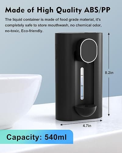 Hoofun Automatic Mouthwash Dispenser for Bathroom,18.26Oz Wall Mounted with Magnetic Cups, 3 Dispensing Level, Smart Mouthwash Dispenser for Kids Adult, Bathroom Accessories Black thumbnail 2