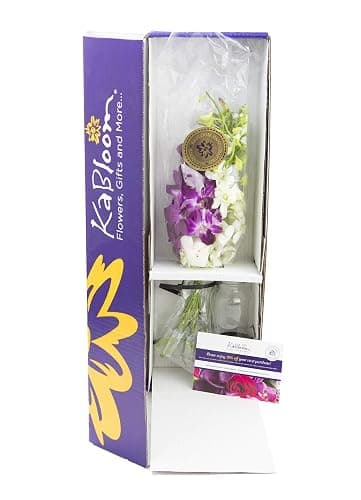 KaBloom PRIME NEXT DAY DELIVERY - Summer Collection - Exotic Opal Orchid Bouquet of Purple and White Orchids with Vase.Gift for Birthday, Anniversary, Valentine, Mother’s Day Fresh Flowers thumbnail 3