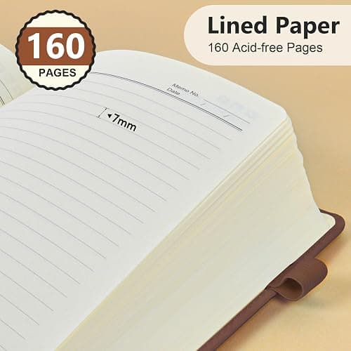 PERCUN Lined Journal Notebook for Men & Women, 160 Pages College Ruled Journal for Writing, A5 Hardcover Leather Notebooks for Work, School, Business, Travel, Daily Diary 5.9" x 8.5" (Brown) thumbnail 4
