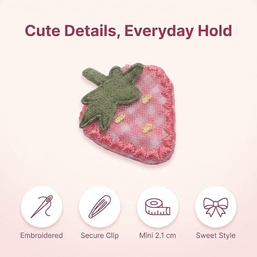 2Pcs Fabric Strawberry Hair Clips for Women Girls Sweet Hairpins Pink Barrettes Duckbill Hair Accessories，Clips and Barrettes thumbnail 3