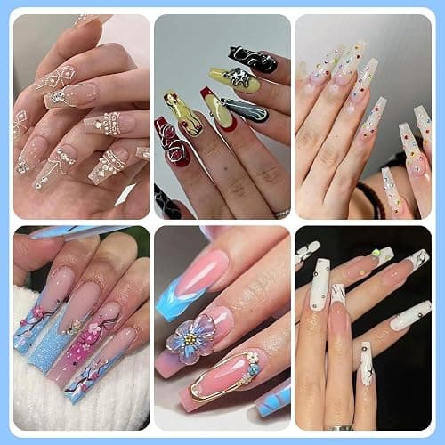 Nail Charms and Gems, Charms for Nails Design Kit with 10 Boxes 3D Nail Charms Colorful Clear Flatback Rhinestones Pearls,Diamonds,Picker Tools,Rhinestone Stickers thumbnail 8