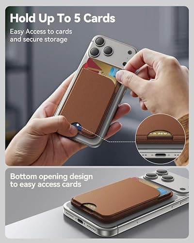 TWZKG for MagSafe Wallet, 5 Card Holder with Stand, Magnetic Phone Wallet Stand for iPhone 17/16/15/14/13/12 Pro Max Air Plus Series, RFID Blocking Vegan Leather,Brown thumbnail 3