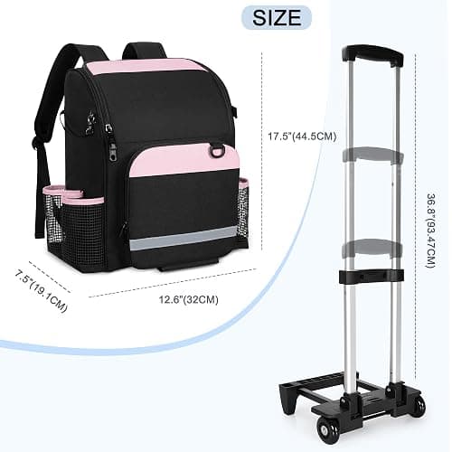 LoDrid Rolling Cleaning Backpack with Detachable Trolley, Professional Cleaning Supply Bag with Wheel, Mobile Cleaning Cart with Handle and Shoulder Strap, Cleaning Bags for House Cleaners, Bag Only thumbnail 2