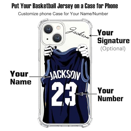 VNGDA Custom Name & Number - Memphis Basketball Jersey - Clear Case for iPhone 16 15 Pro Max 14 13 12 11 Xs Max Xr SE3 8 7 6 Plus 11 Pro Mini,with 4 Shockproof Corners Customized Transparent Case thumbnail 2