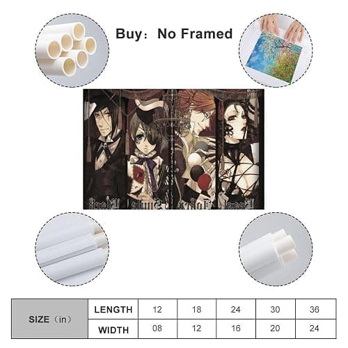 SDAEWUBB Black Butler Anime TV Show Poster Poster Decorative Painting Canvas Wall Posters And Art Picture Print Modern Family Bedroom Decor Posters 08x12inch(20x30cm) thumbnail 2