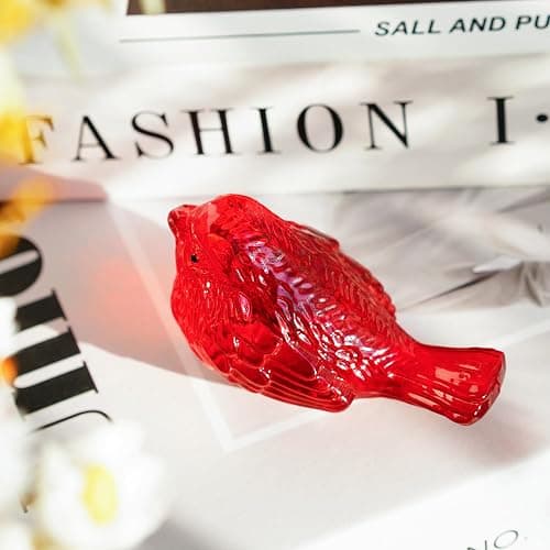 H&D HYALINE & DORA Crystal Handmade Red Bird Figurine Gifts for Bird Lovers Women Men Blown Glass Birds Collectible Figurines for Desk Table Home Office Decor thumbnail 3