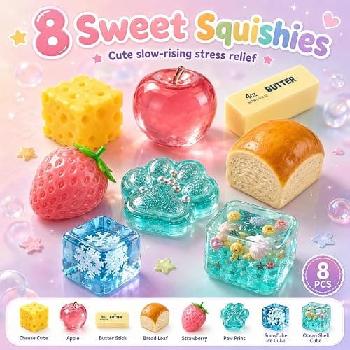 8PCS Squishy Box Mystery Fun Set Pack, Blind Malt Sugar Creative Slow Return Squishies, Relief Hand Relax Desk Decor Party Favor Gifts for Adult (8PCS A) thumbnail 2