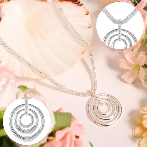 Mikovivi Chunky Necklace for Women, Sun Heart Flower Pendant Necklace Circle Summer Beach Jewelry for Birthday Holiday Party Present thumbnail 4