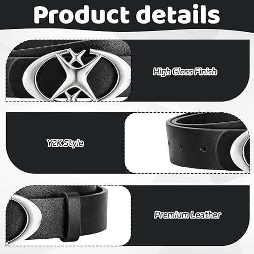 EujRcf Y2K Belt with Star Buckle, Goth and Punk Style Accessory, Y2K Accessories, Adjustable Women Belt, Suitable For Jeans And Short Skirts thumbnail 3