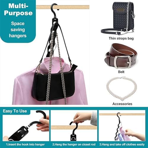 Closet Organizers and Storage,Upgraded Organization and Storage Clothes Hanger,12 Pack College Dorm Room Essentials,Sturdy Closet Organizer Home Essentials Space Saving Hangers for Thick Clothe thumbnail 6