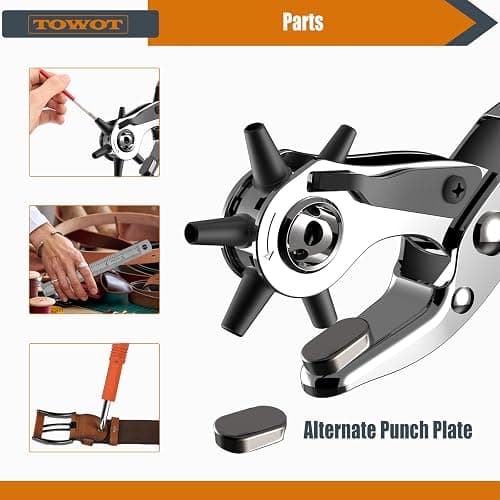 TOWOT Belt Hole Puncher Kit, Upgraded Version Leather Hole Punch for Belt, Saddles, Shoes, Fabric, DIY & Craft Projects, 6 Holes Heavy Duty Rotary Puncher Only TOWOT CA Sells Genuine Products thumbnail 3