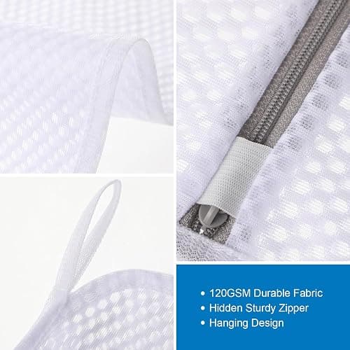 6-Pack Durable Honeycomb Mesh Laundry Bags for Delicates - 12x16 Inches Lingerie Bags for Washing Delicates with Sturdy Zippers, Protect Clothes in Washing Machine for Home, College & Dorm (Medium) thumbnail 6