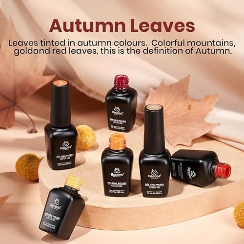 Beetles Fall Gel Nail Polish Set - 6 Colors Burgundy Red Orange Yellow Brown Gel Polish Kit for Nails, Autumn Leaves Soak Off UV LED Nail Gel Manicure at Home Gifts for Women thumbnail 5