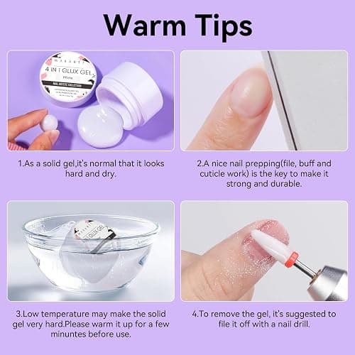 Makartt White 3d Gel Nail Art: 4-in-1 3d Nail Gel Sculpting Gels White Non-sticky for Extension, Shaping, 15ML Solid Builder Nail Gel for Nail Strengthen & Sculpture Gels for Nails Salon Home thumbnail 7