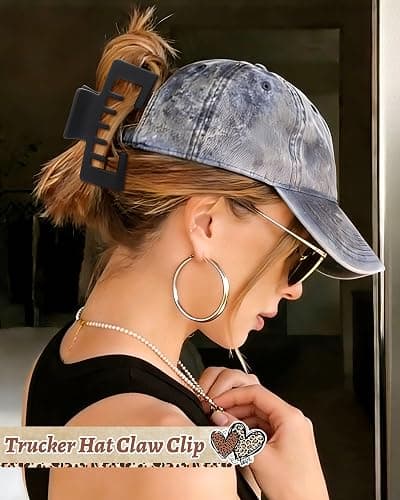 Hat-Friendly Claw Clips for Baseball Caps - 4 Pcs Trucker Hat Hair Clips for Women, Claw Clips for Thick Hair Hat Hairstyles, Gifts Hair Accessories thumbnail 5
