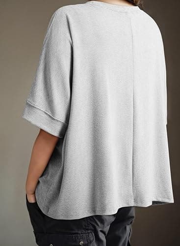 Dokotoo Summer Shirts 2025 Womens Solid T Shirts for Women Loose Oversized Tops Basic Tee thumbnail 4
