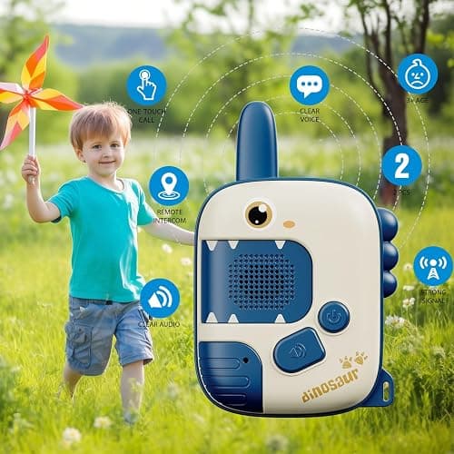 Dino Walkie Talkies for Kids,Dinosaur Toys for Kids 3-5-7,Toddler Kids Toys 2 Pack Birthday Gifts for 3 4 5 6 7 8 9 Year Old Boy Girls Toy for 3-12 Boys Outdoor Game,Easter Christmas Stocking Stuffers thumbnail 5