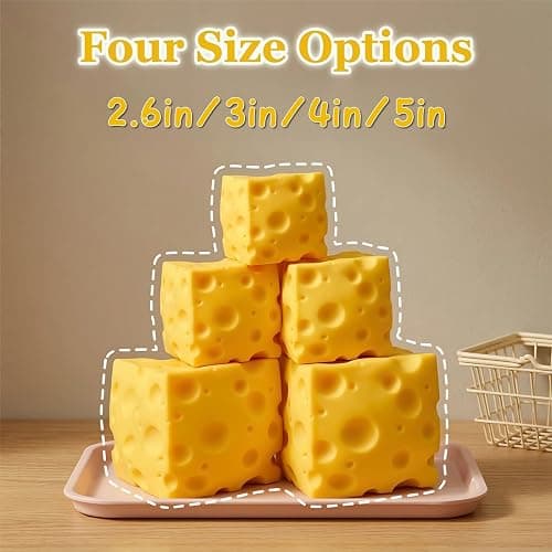 Super Cheese Squishy Big Giant Large Cube Block Slow Rising Squeeze Toy squeezable Stress Relief Original Sensory / Fidget Novelty Toy and Gift for Adults (3in) thumbnail 7
