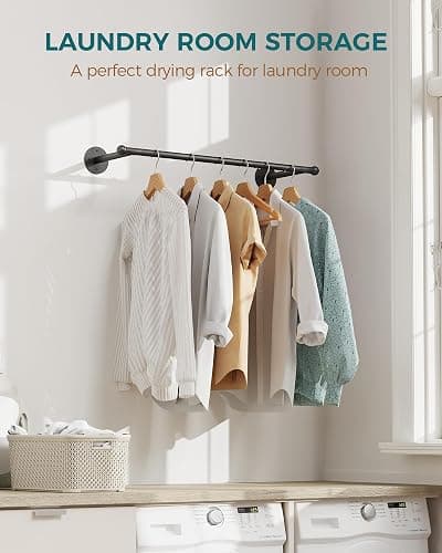 OROPY Industrial Pipe Clothing Rack, Wall Mounted Clothes Rack, Closet Rods For Hanging Clothes, 33" Multi-purpose Hanging Rod for Laundry Room, Bedroom and Closet Storage thumbnail 8